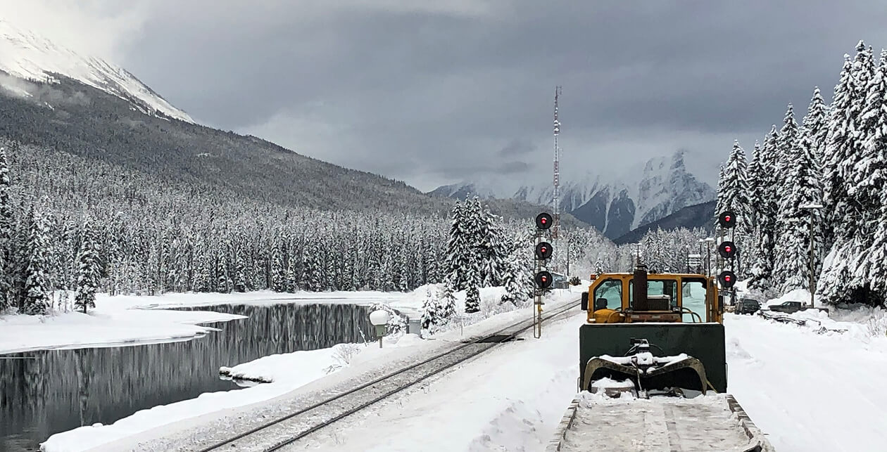 No train on track on a winter day